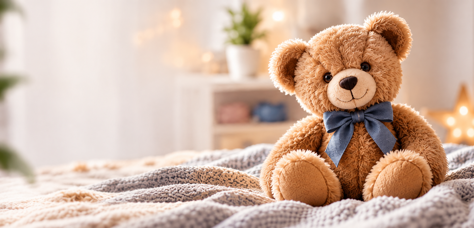 Teddy bear sitting in a cozy room